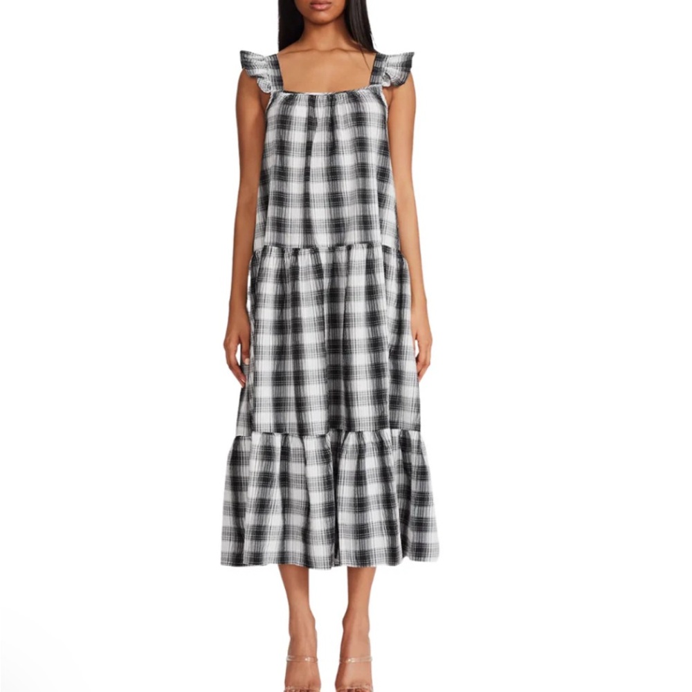 BB Dakota by Steve Madden Black and White Plaid Maxi Dress, M